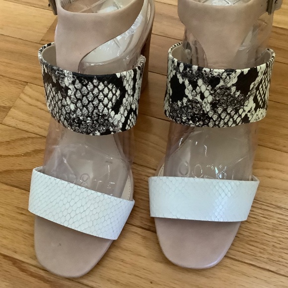 Vince Camuto Leather Snake Print Heeled Sandals- Warma  Tan Ivory Snake SZ 9.5 - Picture 4 of 14